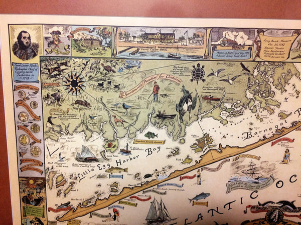 Framed Heirloom Map of Long Beach Island New Jersey – Decor