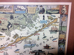 Framed Heirloom Map of Long Beach Island New Jersey