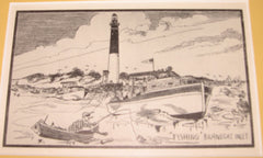 Framed Antique Postcard,  BARNEGAT LIGHTHOUSE, LONG BEACH ISLAND NEW JERSEY
