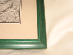 Antique postcard, Long Beach Island, New Jersey. Custom framed with green frame