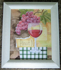 Custom Framed Wine Art Print by Paul Brent, Pinot Noir, White Driftwood Frame