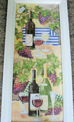 Custom Framed Art Print, PAUL BRENT ,White Drift Wood Frame, Wine Bottles and  Glasses